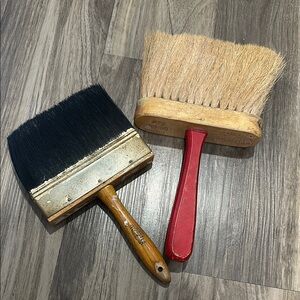 🖌️ Vintage Pair of Wide Paint Brushes – Wooster & Cold-Water Cement Applicator